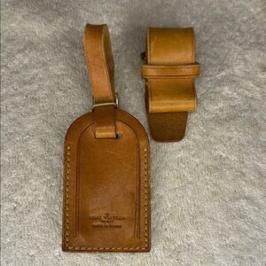 Vintage Louis Vuitton Luggage Tag and Poignier in Vachetta Leather (13O)